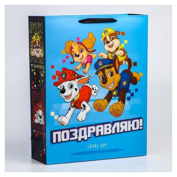 

Пакет ламинат вертикальный Поздравляю! Paw patrol 31х40х11 см