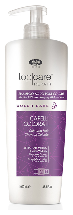 Шампунь-стабилизатор цвета Top care repair after color acid shampoo Lisap Color Care