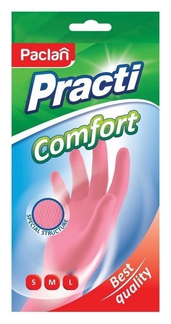 

Перчатки резиновые Paclan "Practi Comfort", размер M, Розовый
