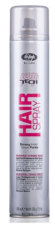 Лак для укладки волос сильной фиксации Hair spray strong hold Lisap High Tech