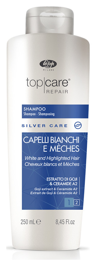 Шампунь для седых и мелированных волос Top care repair shampoo Lisap Silver Care