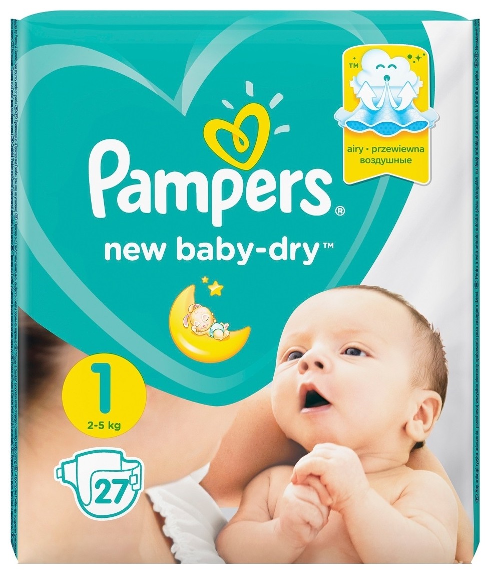 

Подгузники Pampers New Baby-dry Newborn, 2-5 кг, 27 штук