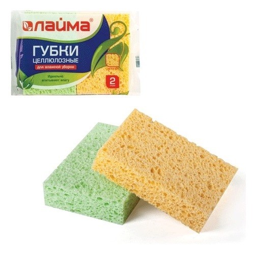 

Губки бытовые "Лайма", 2 штуки, целлюлозные (Губчатые), 2х9,5х6,5 см, Желтый;зеленый