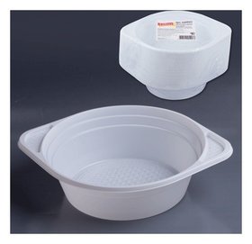 Одноразовые тарелки "Лайма. бюджет", 100 штук, пластиковые, суповые, 0,5 литра, белые Лайма