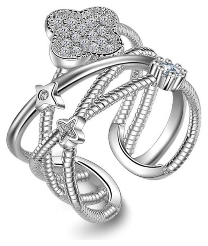 Кольцо безразмерное с серебряным покрытием 1,8 x 2 см Цветок  Euphoria Accessories