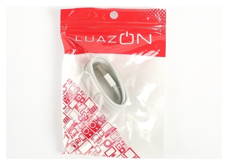 

Кабель для зарядки Luazon Lightning-usb, 1 А, 1 м, белый