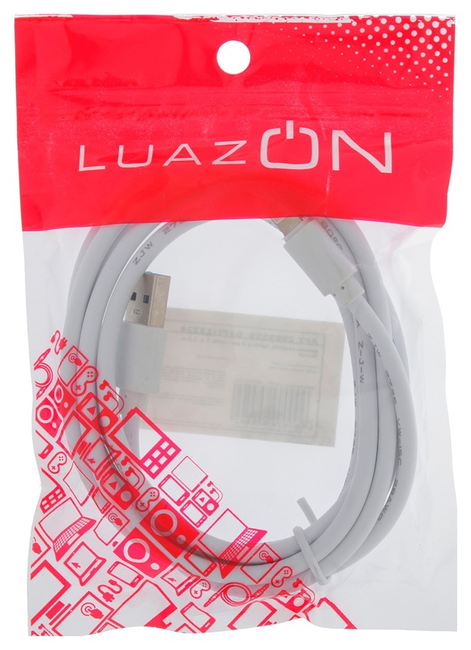 

Кабель для зарядки Luazon Lightning-usb, 1 А, 1,5 м, белый