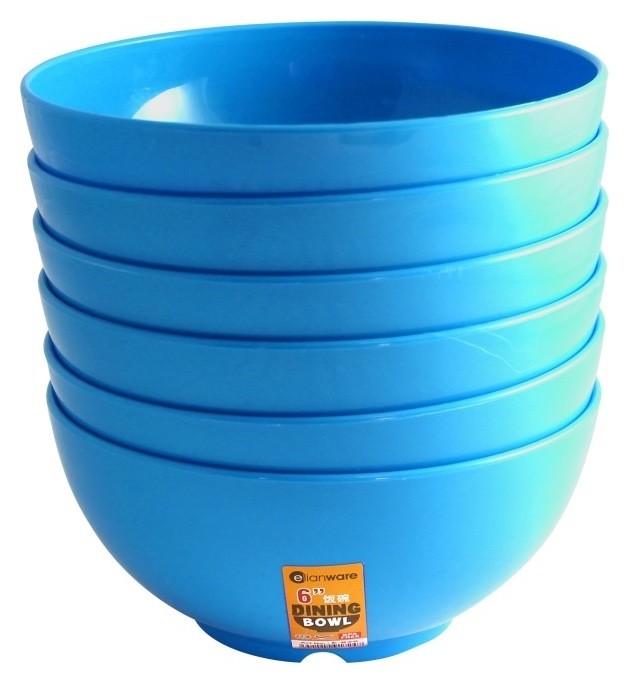 Набор пластиковых тарелок глубокие 15,5 см голубые 6 шт