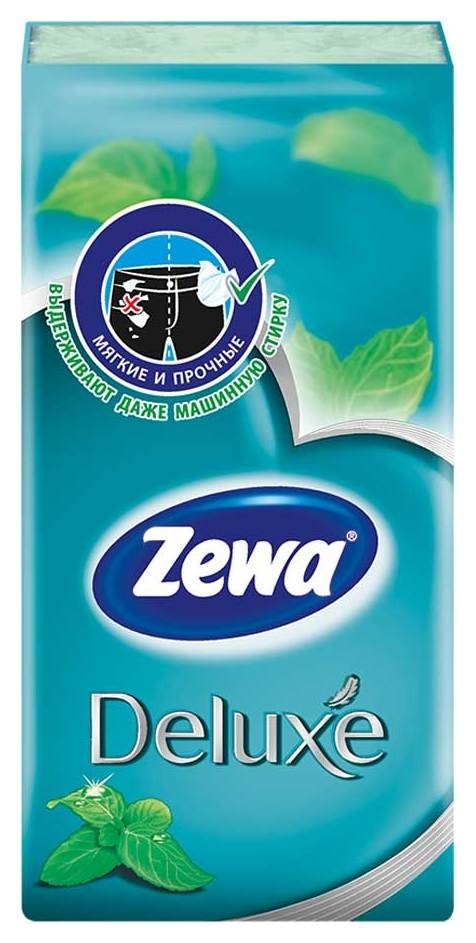 Платочки бумажные Zewa Deluxe ментол, трехслойные, 10 шт  Zewa