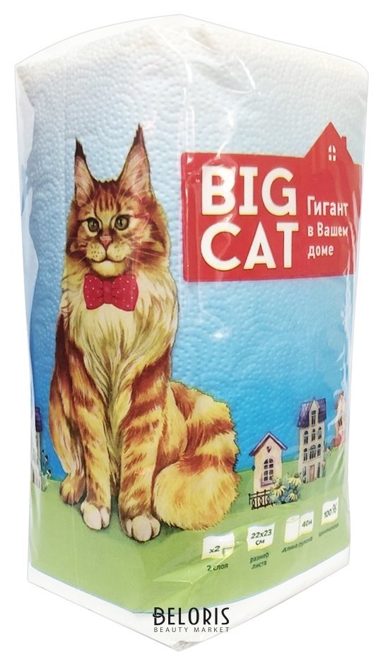 Полотенце бумажные Big Cat 2х слойное одноштучное 40 метров NNB