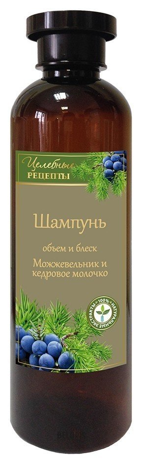 Шампунь для объема и блеска волос Можжевельник и кедровое молоко Целебные рецепты