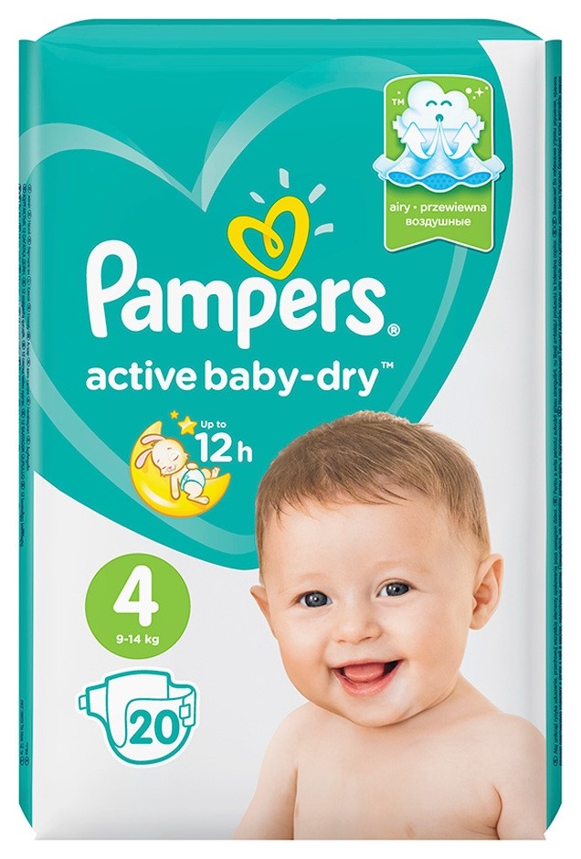 

Подгузники Pampers Baby-dry Maxi 9-14кг, 20 шт