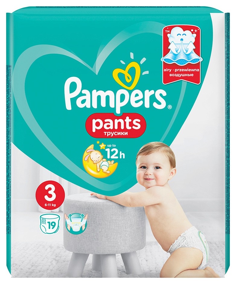 

Подгузники Pampers Pants трусики Midi 6-11кг универсальные, 19 шт