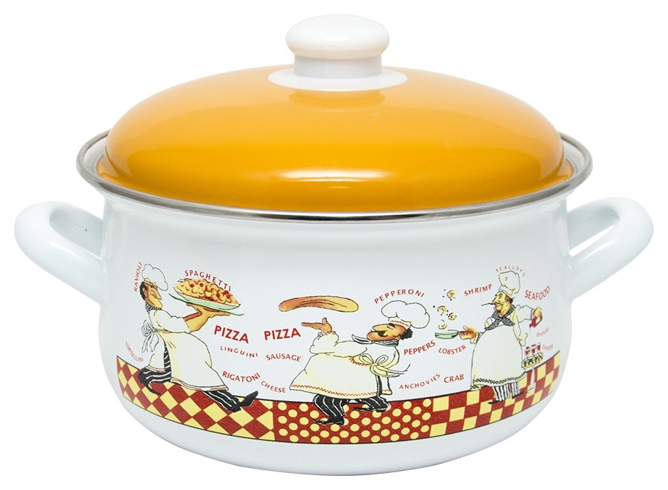 

Кастрюля итальянская кухня 80/20 с крышкой, эмалированная, 3,5 л