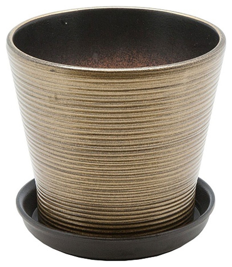 Кашпо керамическое вн-05-13 1,8л цвет бронзовый(Глянец)