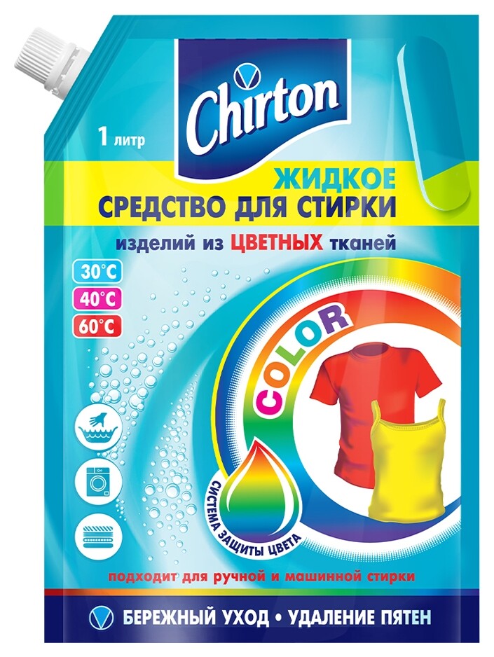 Стиральный порошок Chirton жидкое средство для цветных тканей, 1 л  Chirton