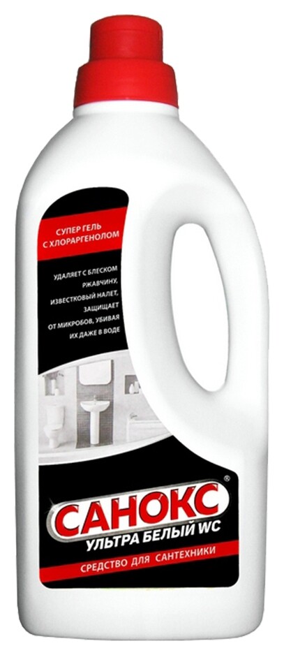 Чистящее средство санокс гель ультрабелый для сантехники, флакон, 1,1 л  Санокс