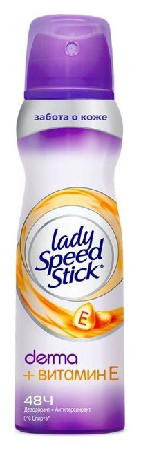 Lady Speed Stick Derma витамин Е дезодорант-антиперспирант спрей женский, 150 мл