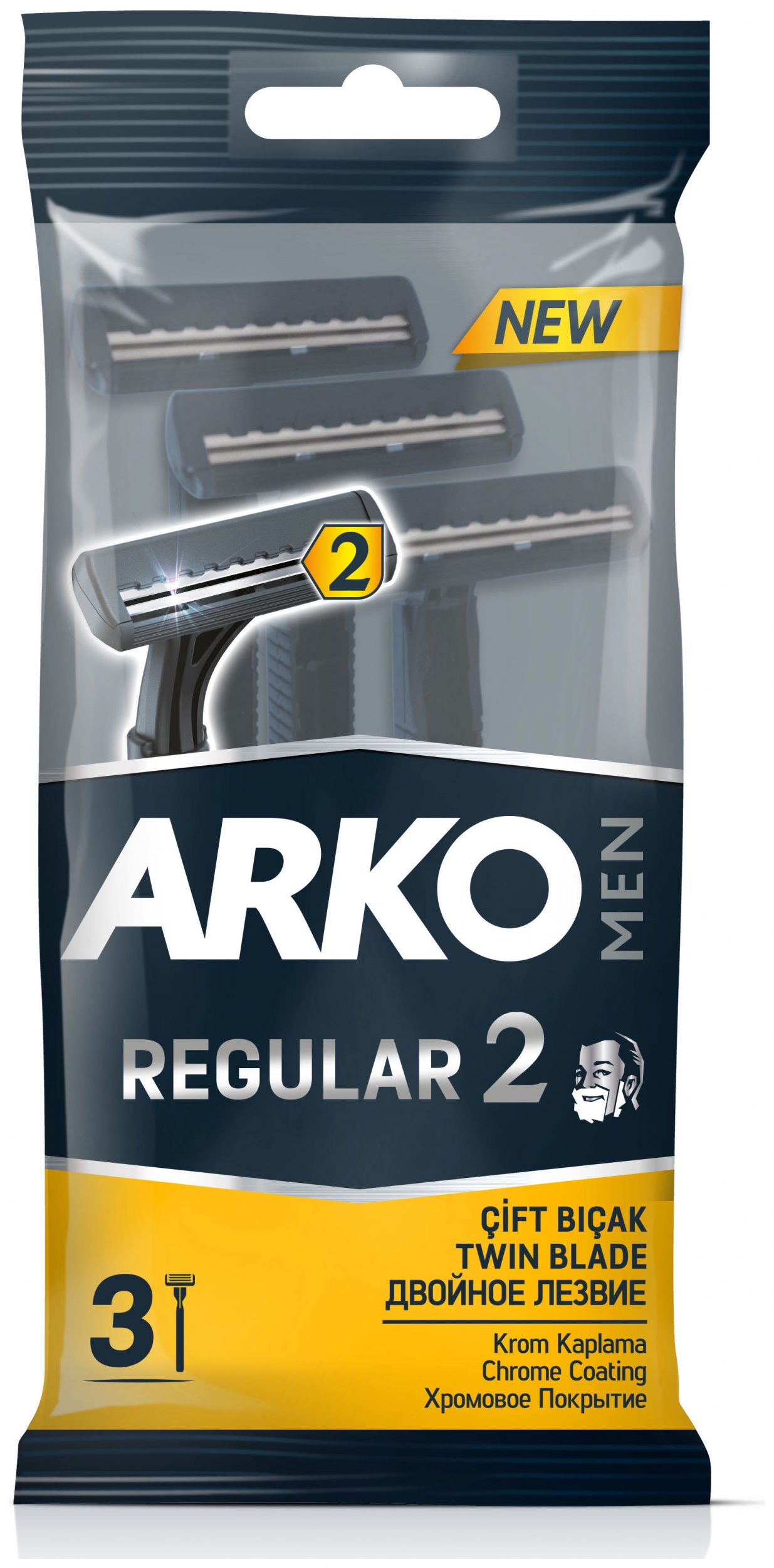 Бритвенный станок лезвия (3 шт) T2 PRO Regular 2 Black Arko Ultra Grip 2
