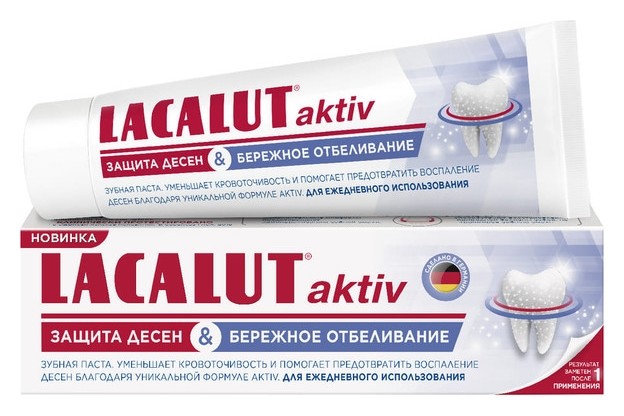 

Зубная паста Защита десен и бережное отбеливание Lacalut Aktiv