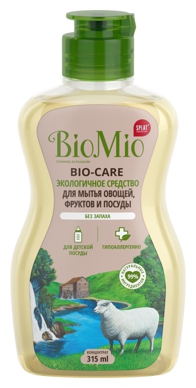 Гипоаллергенное эко средство для мытья посуды, овощей и фруктов Bio-Care без запаха  BioMio