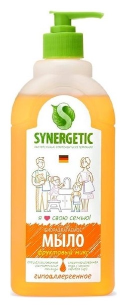 

Synergetic мыло жидкое биоразлагаемое для мытья рук и тела "Фруктовый" 0,5л