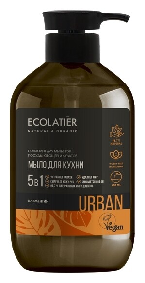 Мыло Кухонное жидкое для рук Клементин с дозатором  Ecolatier