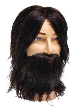 Dewal, голова учебная мужская Шатен, с усами и бородой, 35 см