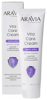Вита-крем защитный для рук и ногтей с пребиотиками и ниацинамидом Vita Care Cream Aravia Professional