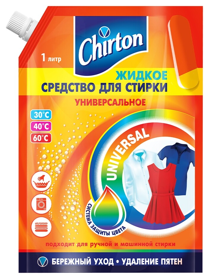 Стиральный порошок Chirton жидкое средство универсальное, 1 л  Chirton