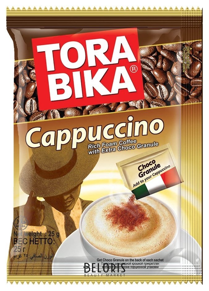 Кофе растворимый Torabika Cappuccino с дополнительным пакетиком шоколадной крошки 25г NNB