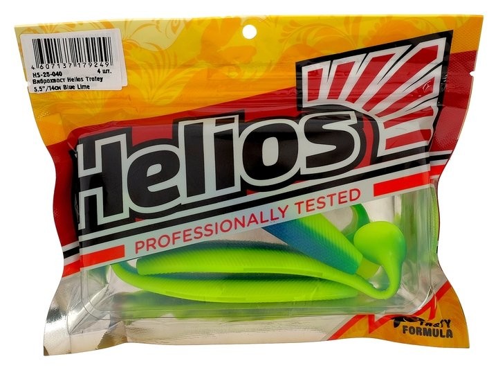 

Виброхвост Helios Trofey 14 см Blue Lime Hs-25-040, набор 4 шт.