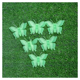 Набор светящегося декора "Бабочки" 6 шт., зелёный, 7 × 5,5 × 5 см 