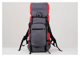 Рюкзак туристический, 70 л, отдел на шнурке, наружный карман, 2 боковые сетки, цвет серый/красный Taif