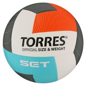 Мяч волейбольный Torres Set, размер 5, синтетическая кожа (Тпу), клееный, бутиловая камера, бело-оранж-серо-го Torres