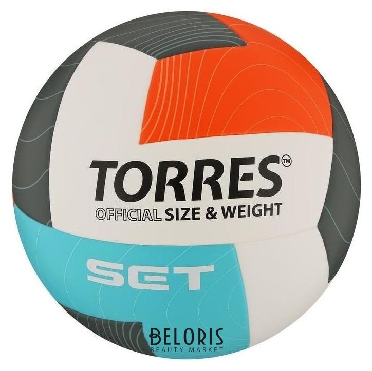 Мяч волейбольный Torres Set, размер 5, синтетическая кожа (Тпу), клееный, бутиловая камера, бело-оранж-серо-го Torres