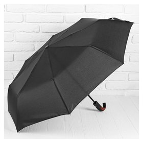 Зонт автоматический «Однотонный», 3 сложения, 8 спиц, R = 47 см, цвет чёрный 