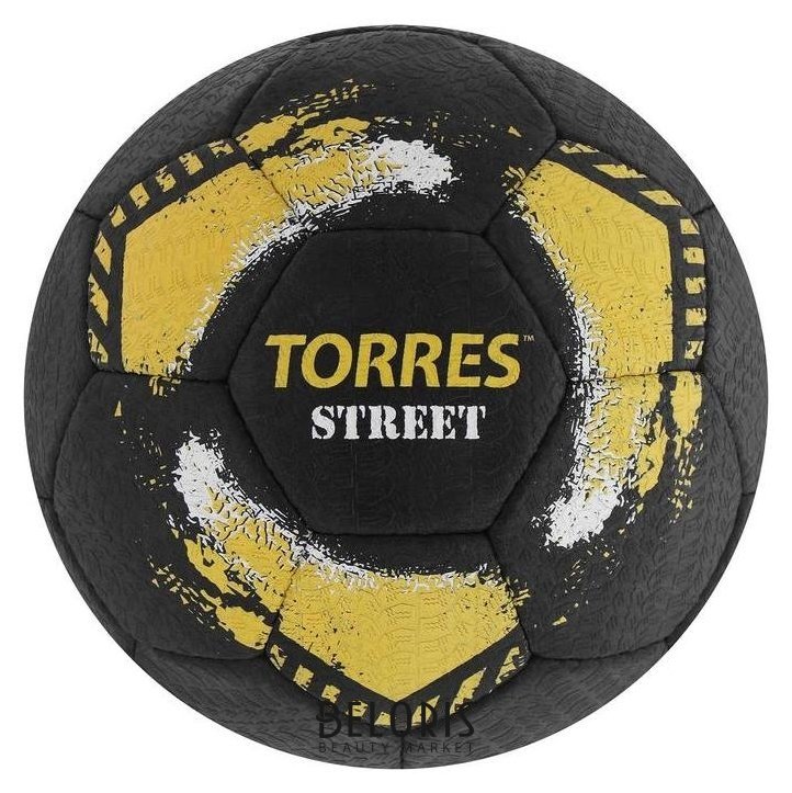 Мяч футбольный Torres Street, размер 5, 32 панели, резина, 4 подкладочных слоя, ручная сшивка, цвет чёрный/жёлтый Torres