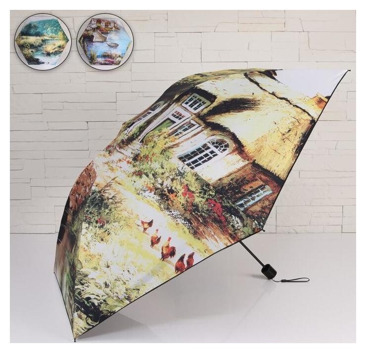 Зонт жен мех R46 4сл 6спиц П/Э аutumn Colors руч круг 