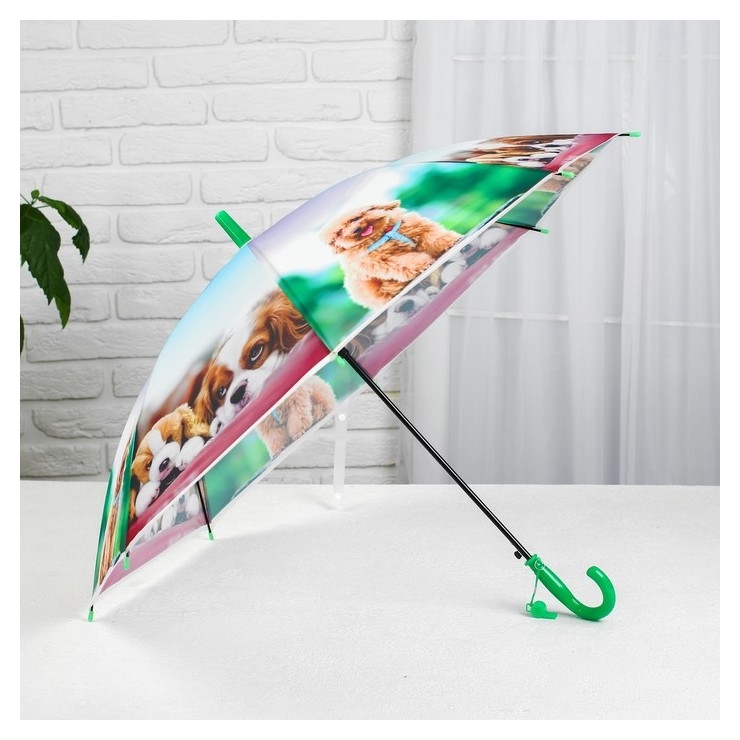 Зонт детский полуавтоматический «Милые зверюшки», R=41см, со свистком