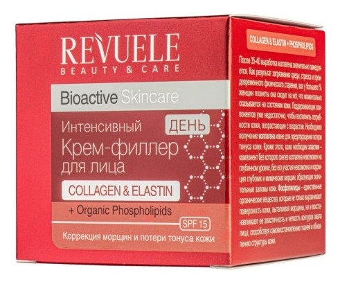 Крем-филлер для лица дневной Bioactive Skincare Collagen & Elastin + Organic Phospholipids SPF 15 Revuele