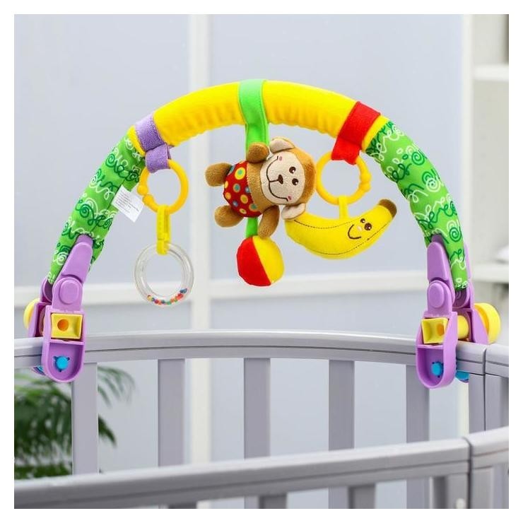 

Дуга на кроватку/коляску «Обезьянка», 3 игрушки, с погремушками