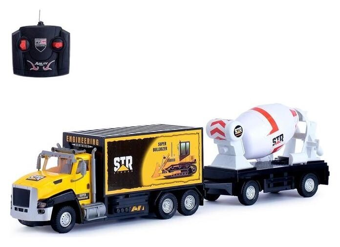 Грузовик радиоуправляемый «Стройка», с прицепом, работает от батареек, световые эффекты 