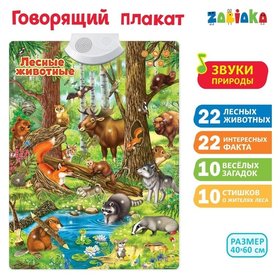 Говорящий электронный плакат «Лесные животные», работает от батареек Zabiaka