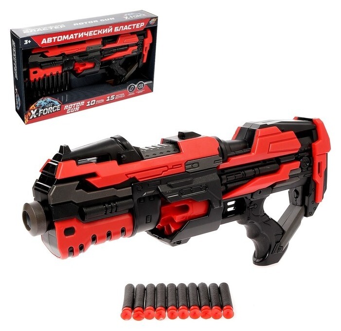 Автоматический бластер Rotor Gun, стреляет мягкими пулями, работает от батареек  Woow toys