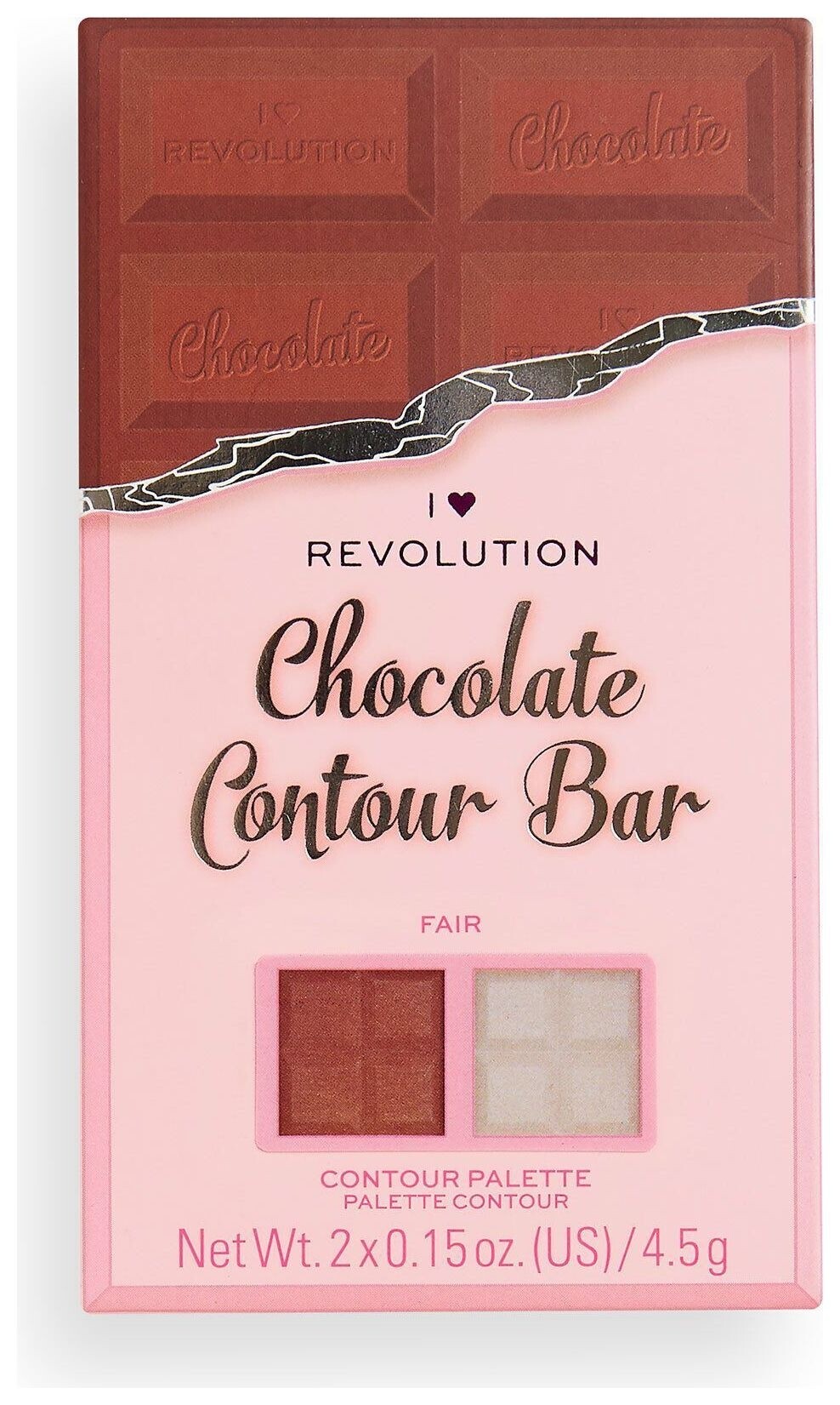 Палетка для контурирования лица бронзер и хайлайтер Chocolate Contour Bar Palette  I Heart Revolution