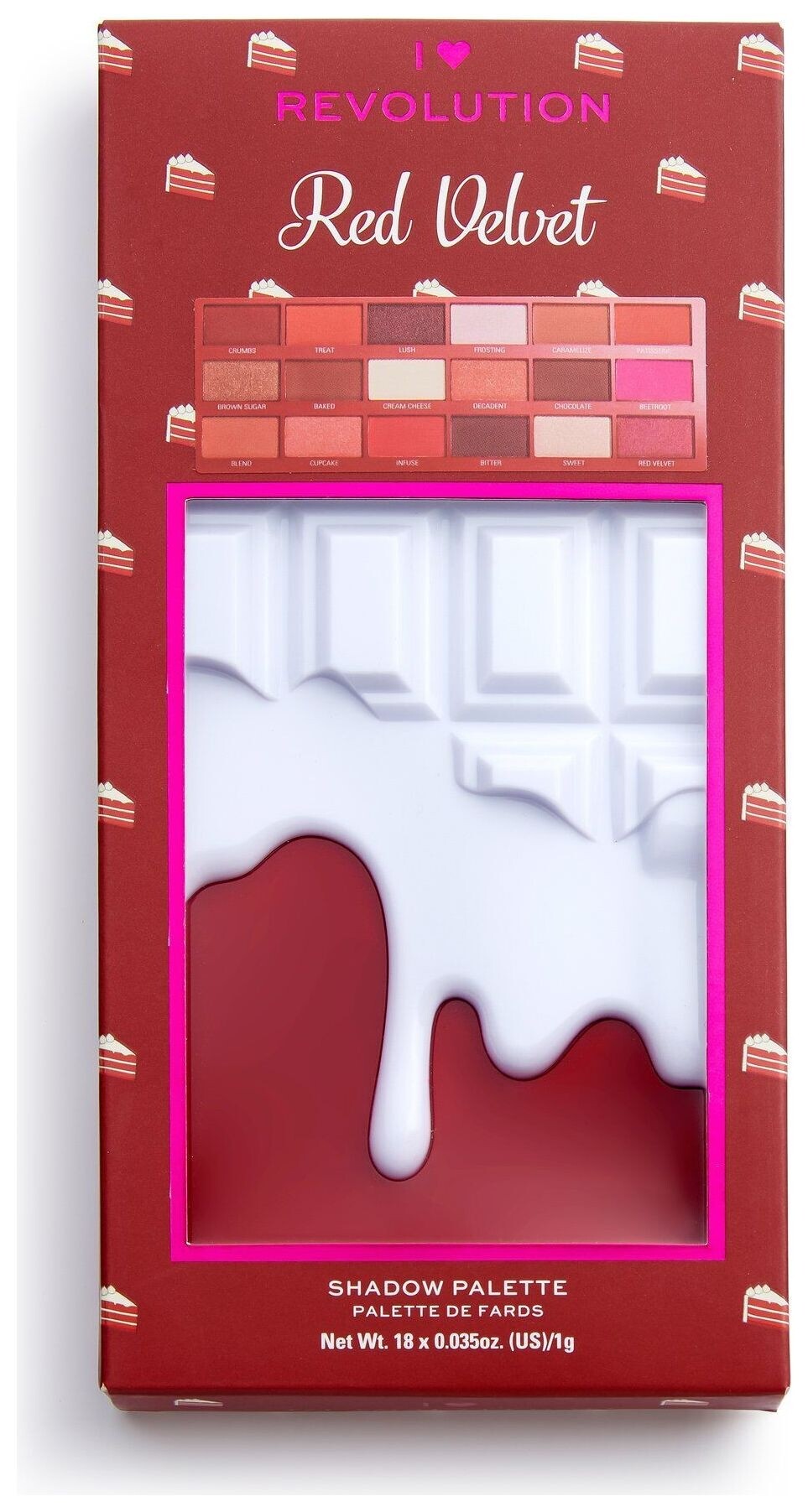 Палетка теней для век Chocolate Red Velvet Eyeshadow Palette  I Heart Revolution