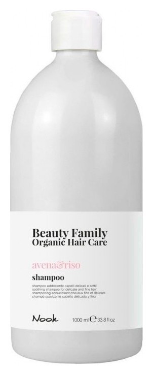 Шампунь для тонких и ломких волос успокаивающий Shampoo Avena & Riso Nook Beauty Family Organic Hair Care