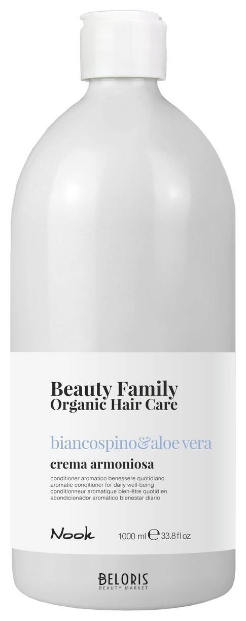Крем-кондиционер для ежедневного ухода за волосами Crema Armoniosa Biancospino & Aloe Vera Nook Beauty Family Organic Hair Care