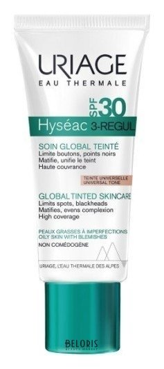 Тональный крем для лица универсальный Global Tinted Skincare 3-Regul SPF30 Uriage Hyseac